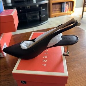 Katy Perry Collections Black Slingback Heels with Silver Accents